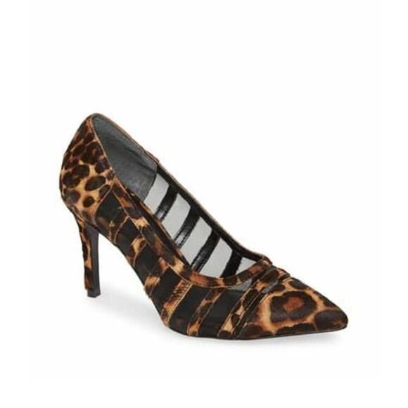 Charles David Vane Shoes Women's Sz 8.5M Leopard Mesh Calf Hair Pointed Toe Pump - Picture 1 of 7
